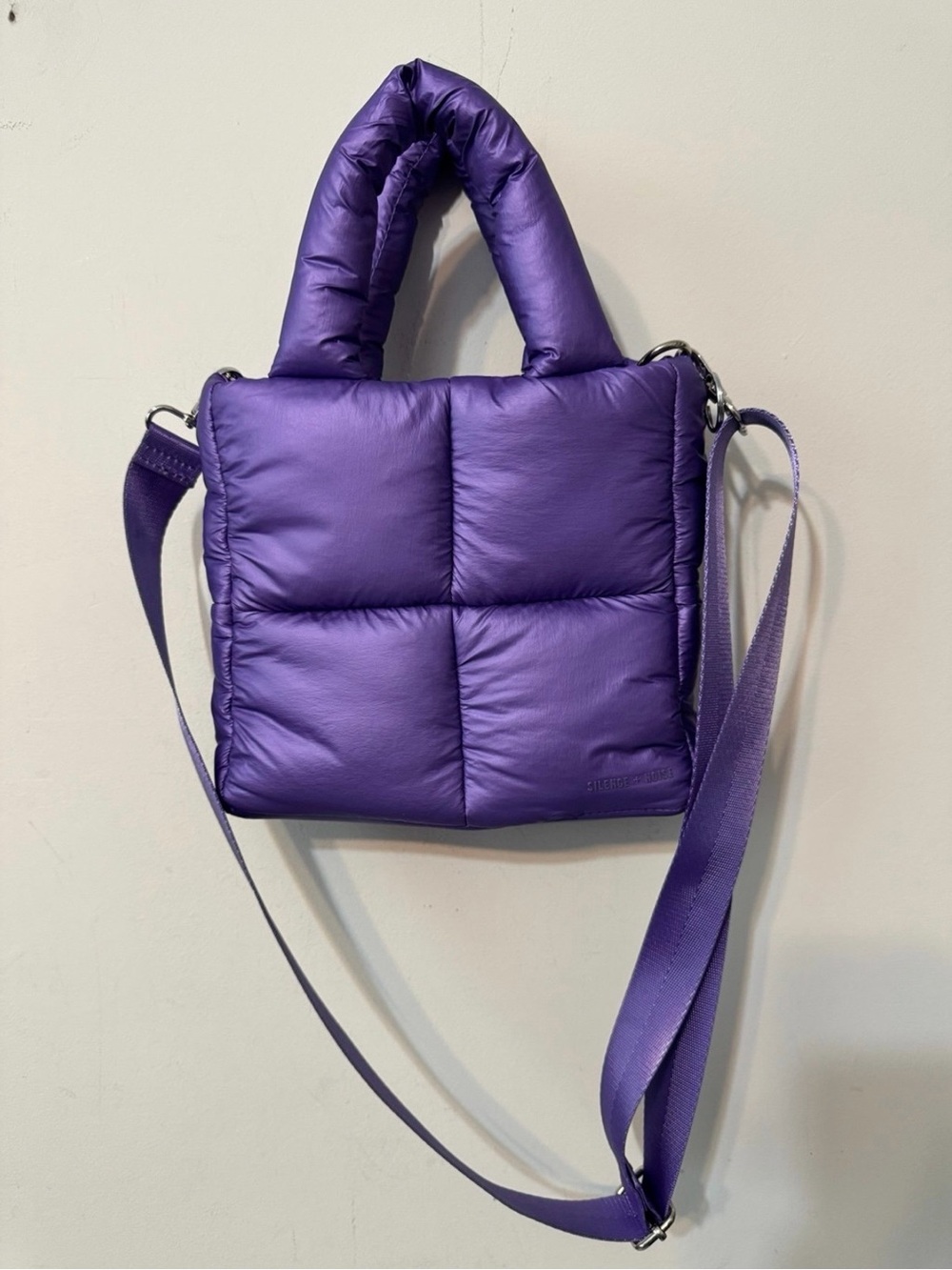 silence + noise Purple Quilted Puffer Crossbody Tote